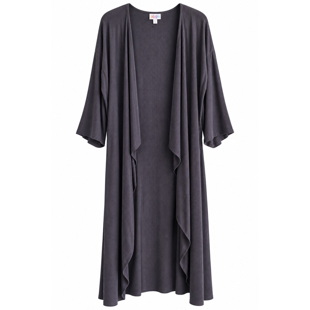 NWT LuLaRoe Shirley Cardigan Large Charcoal Ribbed Kimono Duster MSRP $68